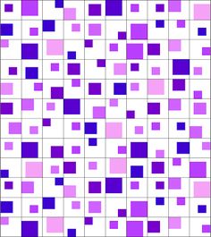 purple squares are arranged in rows on a white and black background, as well as the text