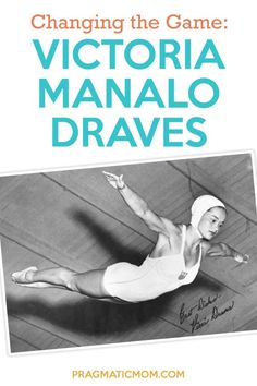 an advertisement for victoria manalo drives, featuring a woman in white leotard