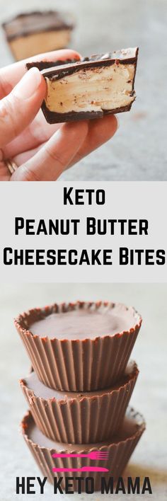 three different types of peanut butter cheesecake bites