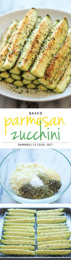 Baked Parmesan Zucchini - Crisp, tender zucchini sticks oven-roasted to perfection. It's healthy, nutritious and completely addictive! Baked Parmesan Zucchini, Zucchini Crisps, Zucchini Sticks, Zucchini Recipe, God Mad, Parmesan Zucchini, Makanan Diet, Zucchini Recipes