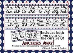 an anchor's handwriting poster with the letters and numbers in red, white, and blue