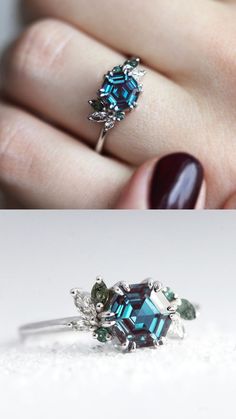 Magical Rings, Ring Hexagon, Hexagonal Ring, Moss Agate Ring, Drawing Anime Clothes, Alexandrite Ring, Believe In Magic, Stone Top, Agate Ring