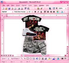 an image of a t - shirt and shorts on a webpage with the word art freedom