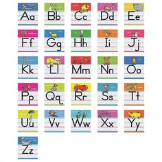 an alphabet poster with the letters and numbers in different colors, including one for each letter