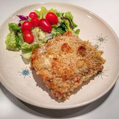 a white plate with some food on it