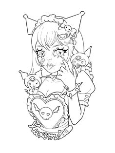 Coloring Pages Horror, Horror Coloring Pages, Chibi Coloring Pages, Tattoo Coloring Book, Manga Coloring Book, Kitty Coloring, Color Drawing Art, Coloring Pages Inspirational, Hello Kitty Coloring