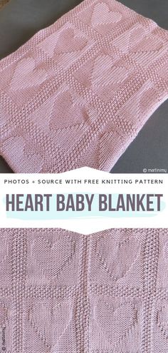 a baby blanket is shown with the words heart baby blanket written in white on it