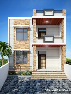 two story house with balcony and balconies