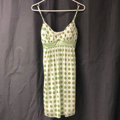 Very Cute Dress Worn Once. Dress Goes On Over Your Head. Straps Are Not Adjustable. 2 Layers. Sheer 97% Polyester 3% Spandex Outer Layer With A White 100% Polyester Inner Lining. Lightly Padded Cups That Came Sewn In. Total Length 33” From Top Of Strap To Bottom Of Dress. 23” From Under Bust To Bottom Of Dress. 13” Wide Where The Green Band Is Under The Breast. I Also Have The Same Dress With Black Polka Dots/Band That Has Been Worn Once, In Another Listing. Green Y2k Outfit, Dream Asthetic, Tumblr Dress, Roblox Clothes, 2000s Clothes, Polka Dots Outfit, Wardrobe Pieces, Y2k Outfit, Body Dress