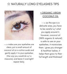 Lashes, Eyelashes, Hair Care Tips, Eyelash Tips, Organic Virgin Coconut Oil, Cotton Swab, Virgin Coconut Oil, Longer Eyelashes, Skin Care Routine