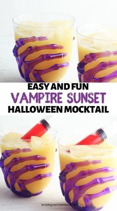 easy and fun vampire sunset halloween cocktail recipe for kids to make at home or in the kitchen