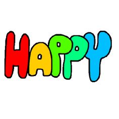 the word happy is painted in bright colors