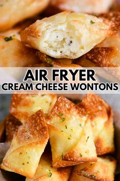 air fryer cream cheese wontons in a bowl with the title above it