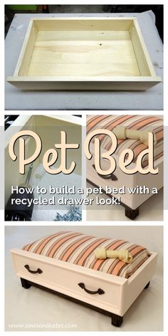 how to build a pet bed with a recycled drawer look