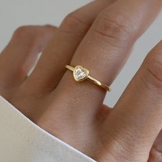 4mm VVS2 Heart Cut Moissanite Bezel Set 925 Yellow Gold Plated Promise Ring Her Small Elegant Wedding Rings, Simple Promise Rings For Him, Cute Little Rings, Thick Gold Rings For Women, Promise Ring Heart, Small Heart Ring, Gold Rings Dainty, Women’s Rings, Promise Rings For Her Girlfriends