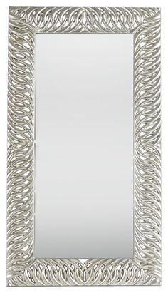 an ornate silver frame mirror on a white background