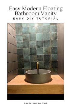 a bathroom sink sitting on top of a wooden counter next to a tiled shower stall