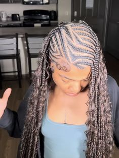 Sides Braided Hairstyles, Braids With Singles In Back, Hairstyles On Black Women Braids, Braid Hairstyles For Black Women Long, V Braided Ponytail, All Backs Braids, Knotless And Feed Ins, Jessicathepranker Braids, Fulani And Knotless Braids