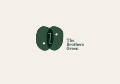 the brothers green logo is shown on a white background, with two oval shaped objects behind it