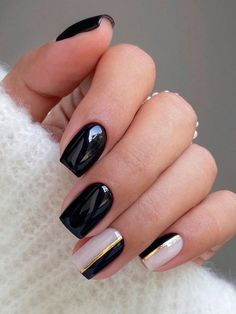 Multicolor  Collar    Color Nails Embellished   Beauty Tools Nail Arts, Gold Nails, Stick On Nails, Dipped Nails, Chic Nails, Fancy Nails, Square Nails