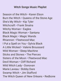 the witch song playlist is shown in this screenshote screen shot from an iphone