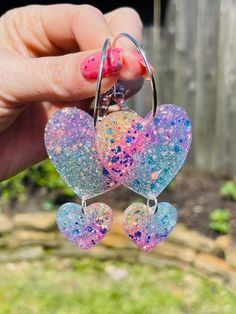 Double Heart Hoop earrings - various colors - handmade jewelry Taylor Swift Earrings, Heart Hoop Earrings, Special Occasion Outfits, Double Heart, Free Instagram