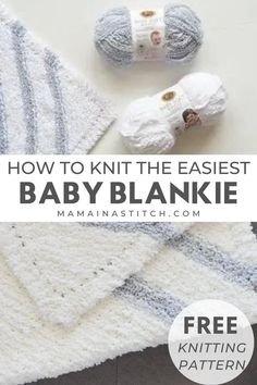 Are you looking for an easy baby blankie knitting pattern? Here is a super simple pattern for a baby blankie!  You only need to know the most basic knit stitch and simple increasing and decreasing, but I do not recommend this pattern for beginner knitters.  This blanket can be made in any color combination to make it gender-neutral or gender-specific. Check out the article for what yarn was used on this incredibly soft and luxurious baby blankie, what stitches were used, and so much more! Knit Stitches, Chunky Knit Blanket Pattern, Cable Knit Blankets, Baby Blankie, Lovey Pattern, Cuddly Blanket, Beginner Knitting Patterns, Striped Blankets, Baby Blanket Knitting Pattern