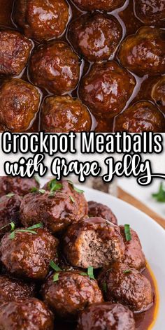 crockpot meatballs with grape jelly on a plate