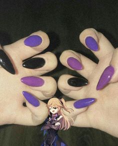 Basic Purple Nails, Jinx Nails, Winter Nail Art Designs, Band Nails, Mens Nails, Anime Nails, Grunge Nails, Idee Cosplay, Really Cute Nails