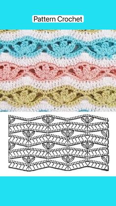 the crochet pattern is shown in different colors