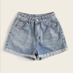 High Waisted Denim Shorts : Brand New . Size Small 85% Cotton , 15% Polyester Women Denim Shorts, High Waisted Floral Shorts, Destroyed Denim Shorts, Shein Shorts, Denim Skort, High Waisted Denim Shorts, Mom Denim, Curvy Shorts, Black High Waisted Shorts