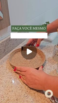 a woman is making a basket on the counter