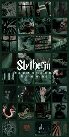 the cover of an album with many different images and words in green, black and white