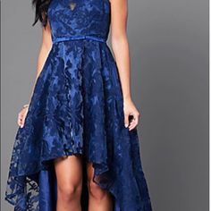 Perfect For A High School Dance, Or A Fancier Occasion. Purchased It For A Wedding I Will Not Be Attending So I'm Trying To Resell. It's Brand New With Its Tags. Serious Buyers Only Please! Formal Navy Blue Dress, Red High Low Dress, Front Ruffle Dress, Emerald Green Velvet Dress, High School Dance, Tuxedo Women, Belted Wrap Dress, Floral High Low Dress, Green Velvet Dress