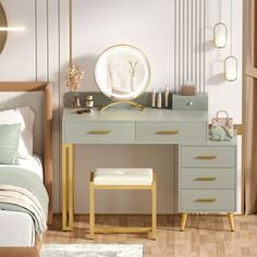 Vanity Desk Ideas Bedroom, Vanities For Bedrooms, Dressing Area In Bedroom, Bedroom Vanity Ideas Makeup Desk, Small Vanity Ideas Bedroom, Bedroom Vanity Ideas, Desk With Stool, Vanity Setup, Makeup Tables