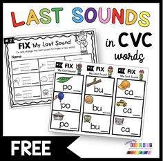 the last sounds in cvc worksheet is shown
