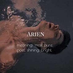 a man floating in water with the caption arian meaning