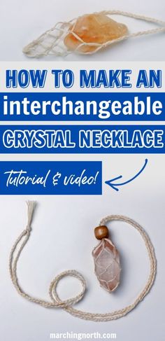 how to make an interchangeable crystal necklace with rope and bead instructions for beginners