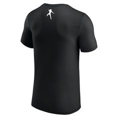 a black shirt with white logo on the chest