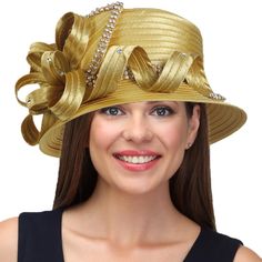 PRICES MAY VARY. Exquisite Rhinestone Embellishment: Adorned with a stunning rhinestone chain around the crown, this hat adds a touch of glamour and sophistication to any outfit, perfect for women who love to stand out. Elegant and Practical Design: Features a tastefully short 3-inch brim, offering both style and sun protection. The brim's width is ideal for outdoor events without compromising on elegance. High-Quality Material: Made from 100% polyester, this satin dress church hat is both durab Womens Satin Dress, Summer Beanie, Sinamay Hats, Church Hat, Church Dress, Women Hats, Head Pieces, Kids Scarf, Mens Beanie