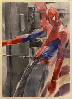 a painting of a spider man with his arms out