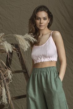 Linen Top Bustier With Buttoned Back/ Linen Strapped Top Fashionable/ Organic Crop Top/ Linen Holiday Resort Top - Etsy Ukraine Couture, Beach Crop Tops, Fitted Crop Top, Top Bustier, Linen Top Women, Linen Crop Top, Womens Tank Tops, Linen Tank Top, Cotton Crop Top