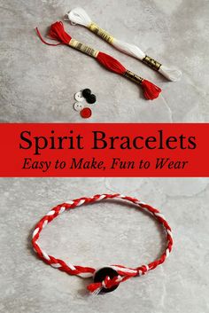 two different bracelets with red and white cords