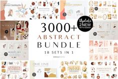 the 300 + abstract bundle is shown in various colors and sizes, including pink, orange,