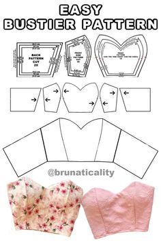 Easy Bustier Pattern, Pola Bra, Bustier Pattern, Lakaran Fesyen, Diy Sy, Projek Menjahit, Folded Fabric, Costura Fashion, Diy Clothes Design