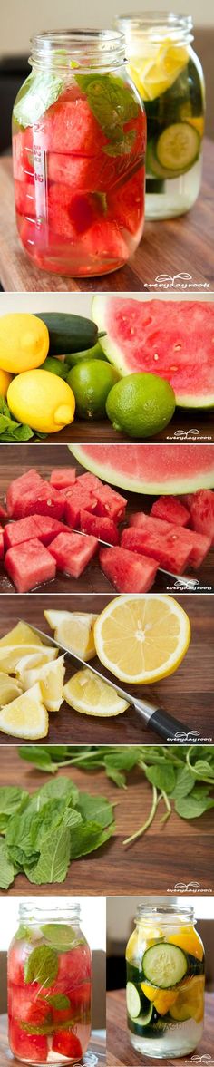 Watermelon Cucumber, Cleansing Drinks, Smoothie Detox, Tea Diy, Detox Drink, Weight Lose Drinks, Water Recipes, Detox Water, Health Drink