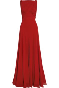 Saint Laurent Handpleated Silkgeorgette Gown in Red Miranda Kerr, Red Evening Gown, Saint Laurent Dress, Red Gowns, Beautiful Gowns, Fancy Dresses, Evening Gown, Dream Dress, Net A Porter