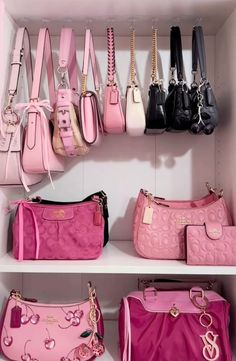 Organisation, Purse Display, Classy Purses, Makeover Bedroom, Pink Lifestyle, Hot Bags, Girly Aesthetic, Room Deco, Girly Bags