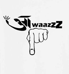 a black and white drawing of a hand pointing at the viewer with the word swazz on it