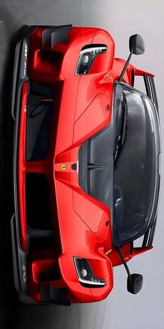 an overhead view of a red sports car